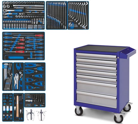 Набор инструментов KING TONY "DRIVE" в синей тележке, 251 предмет 934-251AMB