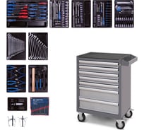 Набор инструментов в серой тележке, 204 предмета KING TONY 934-100AMG