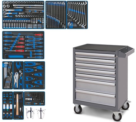 Набор инструментов KING TONY "DRIVE" в серой тележке, 251 предмет 934-251AMG