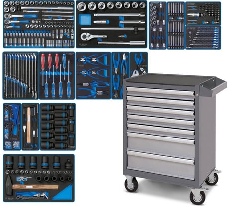 Набор инструментов KING TONY "ACTION" в серой тележке, 327 предметов 934-327AMG