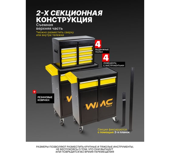 Тележка инструментальная с набором инструментов 253пр. WMC TOOLS WMC-253(50599)