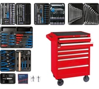 Набор инструментов в красной тележке KING TONY 204 предмета 934-100MR