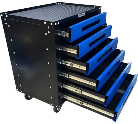 Инструментальная тележка Great Wolf 6 ящиков, колеса с тормозом, синяя GWT-B6