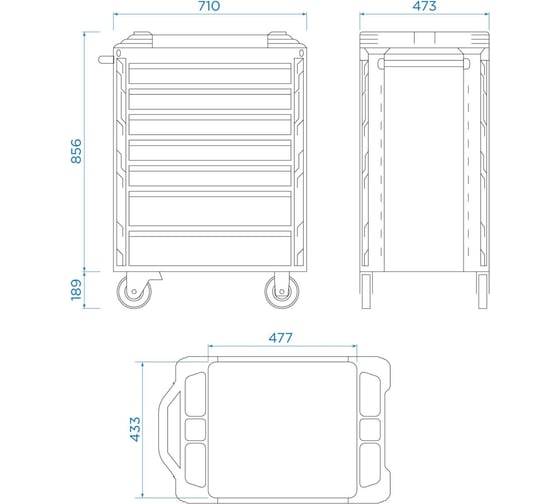 Инструментальная тележка KING TONY 7 полок 87SQ31-7B-BK