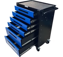 Инструментальная тележка Great Wolf 6 ящиков, центральный замок, колеса с тормозом, синяя GWT-B6L