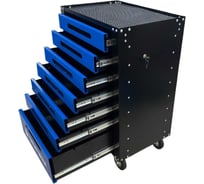 Инструментальная тележка Great Wolf 7 ящиков, центральный замок, колеса с тормозом, синяя GWT-B7L
