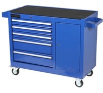 Инструментальная 5-ти полочная тележка ROCKFORCE с навесным лотком и боковой секцией RF-1141145