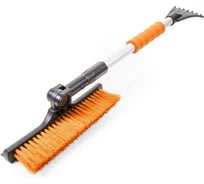 Телескопическая поворотная щетка для снега AUTOPROFI 5 положений, со скребком и резиновым лезвием, мягкая ручка, 60-83 см, чёрный/оранжевый SB-1456 BK/ORANGE