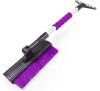 Телескопическая поворотная щетка для снега AUTOPROFI 5 положений, с широким скребком 15 см и резиновым лезвием, мягкая ручка, 55-82 см, чёрный/фиолетовый SB-1452 BK/VIOLET