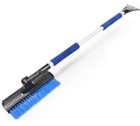 Телескопическая поворотная щетка для снега AUTOPROFI 5 положений, со скребком и резиновым лезвием, 2 мягкие ручки, 90-146 см, чёрный/синий SB-1459 BK/BL