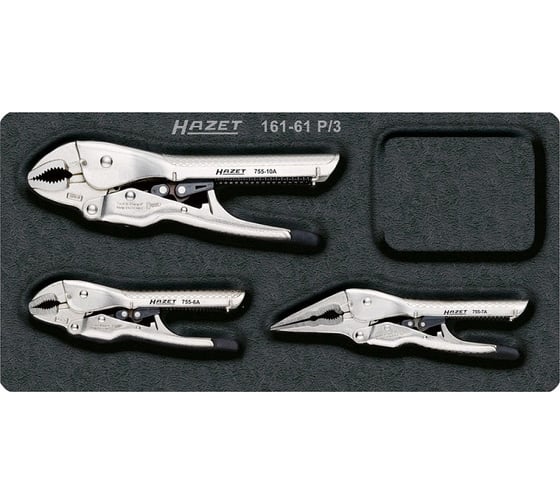 Набор зажимов HAZET 3 позиции, в ложементе 161-61P/3