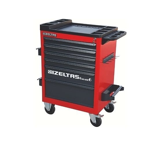Тележка IZELTAS GARAGE 6 ящиков, красный/серый 8242321006