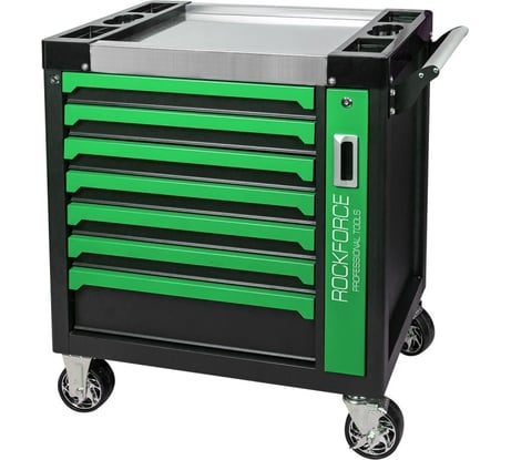 Тележка инструментальная Rockforce 7 полок, с дополнительной боковой секцией и металлической накладкой на стол, 900x800x460мм RF-55301(58123)