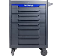 Тележка инструментальная Optimus 7 полок с набором инструментов 298 пр, металлическая столешница OPT-717M