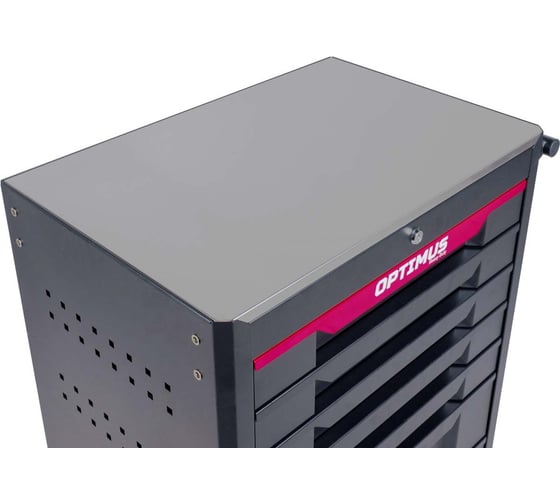 Тележка инструментальная Optimus 7 полок с набором инструментов 298 пр, металлическая столешница OPT-717M
