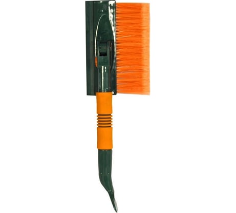 Щетка для снега Nova Bright Li-Sa поролоновая ручка, резиновый скребок, поворотная головка, оранжево-зеленая (45см) 39895