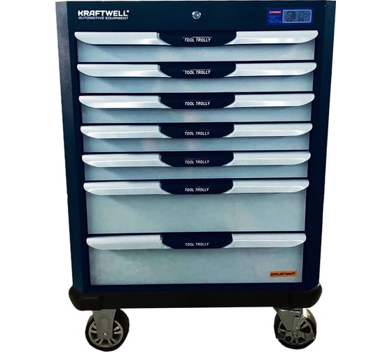 Тележка с 7 ящиками+ПОДАРОК инструмент 250 предметов KraftWell KRW-TTB+SET250