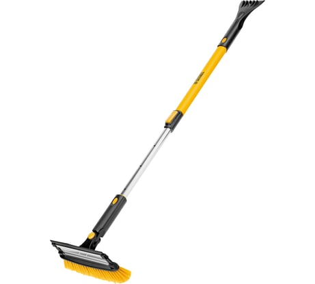 Щетка-сметка для снега Denzel со скребком, телескоп, поворотная голова, водосгон, 900-1200 мм. 55308
