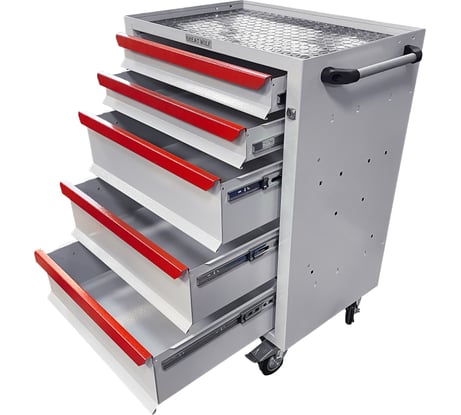 Инструментальная тележка Great Wolf 5 ящиков, цз, колеса с тормозом, белая GWT-K5W