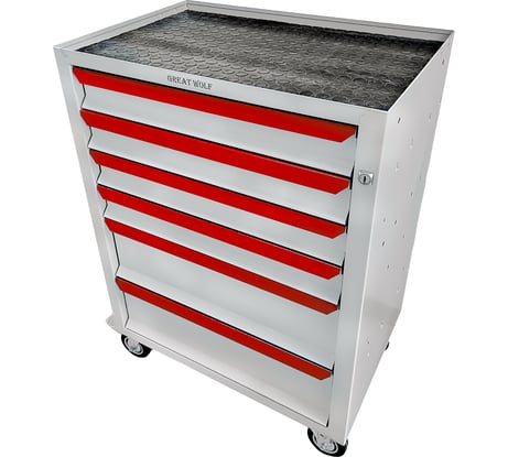 Инструментальная тележка Great Wolf 6 ящиков, цз, колеса с тормозом, белая GWT-K6W