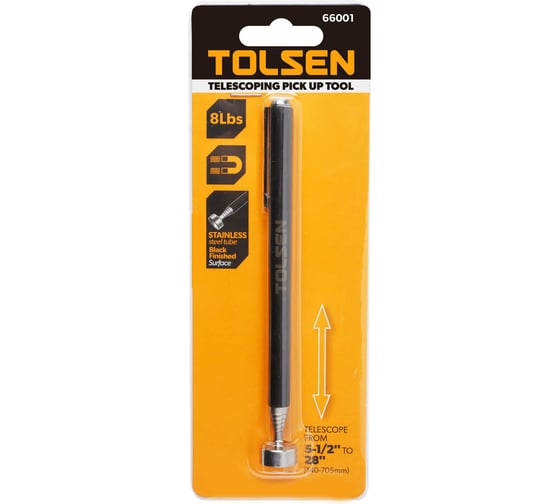 Магнитный телескопический захват TOLSEN 140-705 мм, до 3.6 кг, нерж. сталь 66001