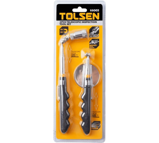 Магнитный телескопический захват TOLSEN 245-800 мм, до 2.2 кг, LED, гибкий, зеркало телескоп. Ø 50 мм, 240-700 мм 66005