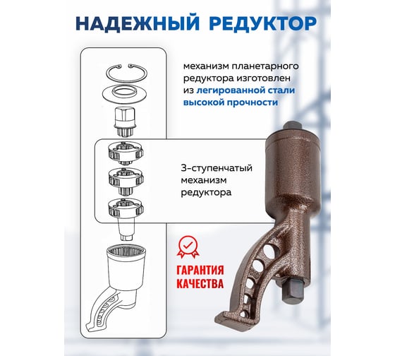 Гайковерт ручной с редуктором Forsage 1" головки 32, 33 мм, длина 310 мм, передаточное число 1:68, 6200 Н/м F-3411389 HS(59994)