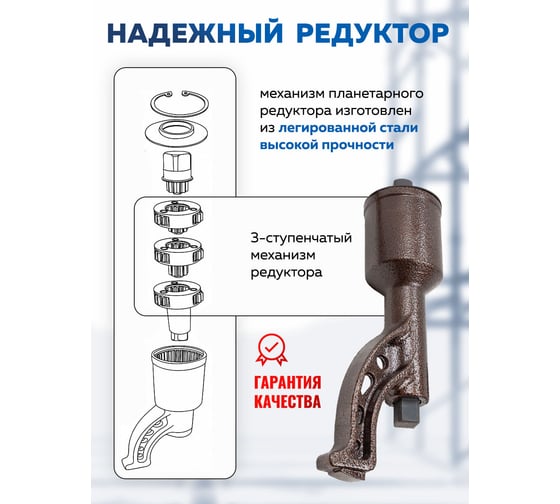 Гайковерт ручной с редуктором Forsage головки 32, 33 мм, длина 330 мм, передаточное число 1:78, 7500 Н/м F-34114103 HS(59989)