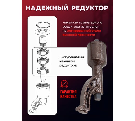 Гайковерт ручной с редуктором YATAFORCE головки 32, 33 мм, длина 330 мм, передаточное число 1:78, 7500 Н/м YF-34114103 HS(59993)