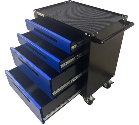 Инструментальная тележка Great Wolf 4 ящика, колеса с тормозом, синяя GWT-B4