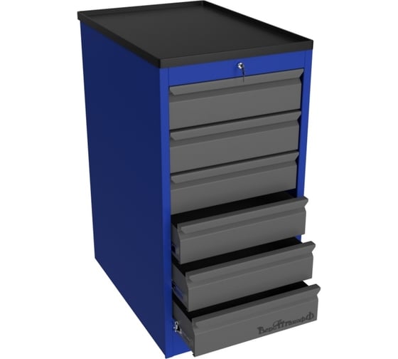 Инструментальная тумба Верстакофф PROFFI Д6 RAL5005 6 выдвижных ящиков 106586