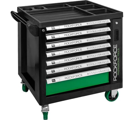 Тележка инструментальная 7-ми полочная Rockforce с набором инструментов 274+12пр. и дополнительной боковой секцией RF-55300+12(60398)