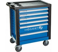 Инструментальная тележка HOEGERT TECHNIK 6 ящиков, усиленный пластиковый верх HT7G046