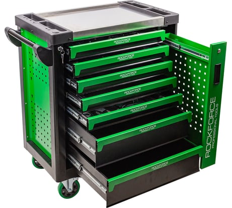 Тележка инструментальная 7-и полочная с набором инструментов  и дополнительной боковой секцией Rockforce 274 предмета RF-55311(62080)
