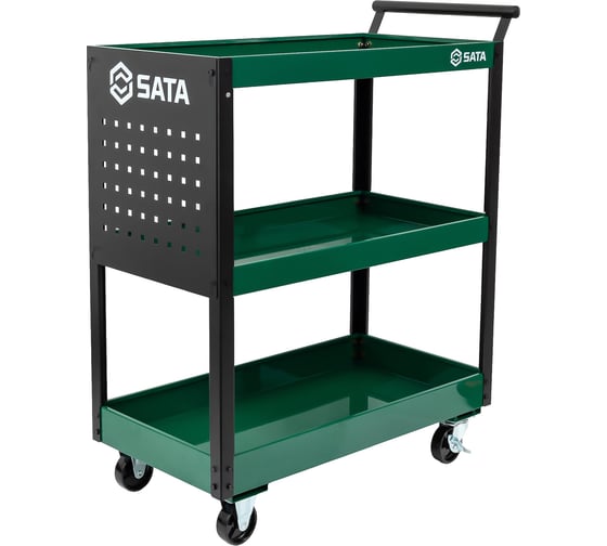 Тележка инструментальная SATA 3х-ярусная с перфорированной панелью 95222B 1