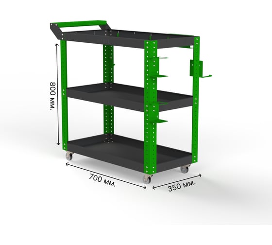 Тележка инструментальная Metalex Тип 1 700x350x800 3 полки (серо-зеленый) / ООО Металекс 118033