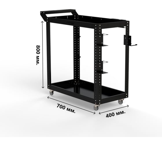 Тележка инструментальная ООО Металекс Тип 1 700x400x800 2-е полки (черный) / 118027