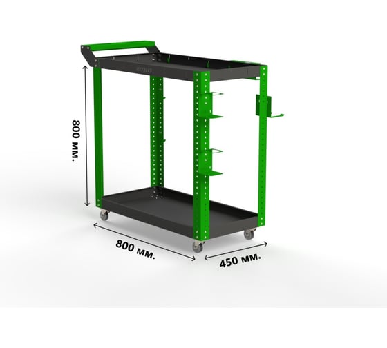 Тележка инструментальная ООО Металекс Тип 1 800x450x800 2-е полки (серо-зеленый) / 118007