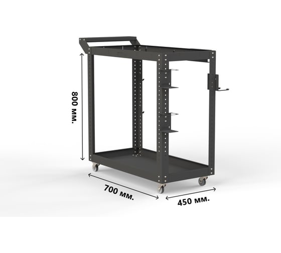 Тележка инструментальная ООО Металекс Тип 1 700x400x800 2-е полки (серый) / 118019