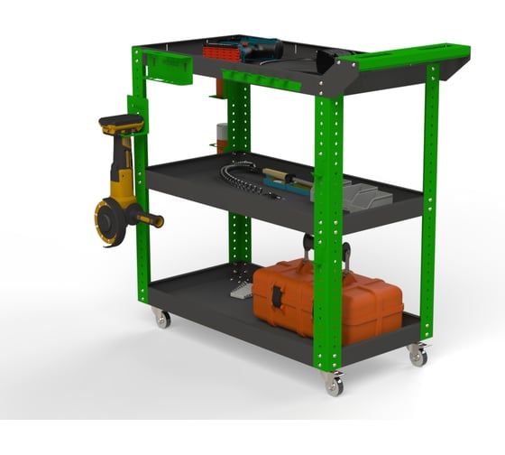 Тележка инструментальная Metalex Тип 1 700x400x800 3 полки (серо-зеленый) / ООО Металекс 118035