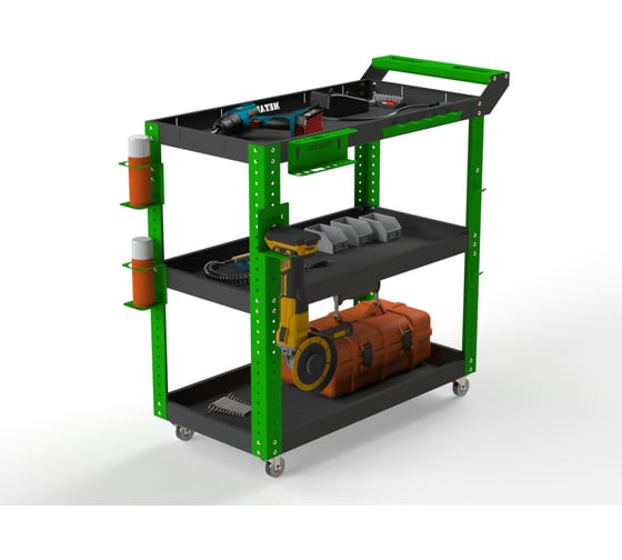 Тележка инструментальная ООО Металекс Тип 1 800x350x800 3 полки (серо-зеленый) / 118034
