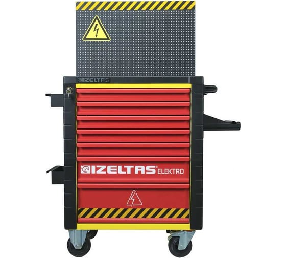 Тележка инструментальная IZELTAS Electro без инструментов, 7 выдвижных ящиков, красно-желтый 13000005547