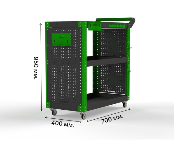 Тележка инструментальная ООО Металекс Тип 2 700x400x950  мм, 3 полки, серо-зеленый 118153