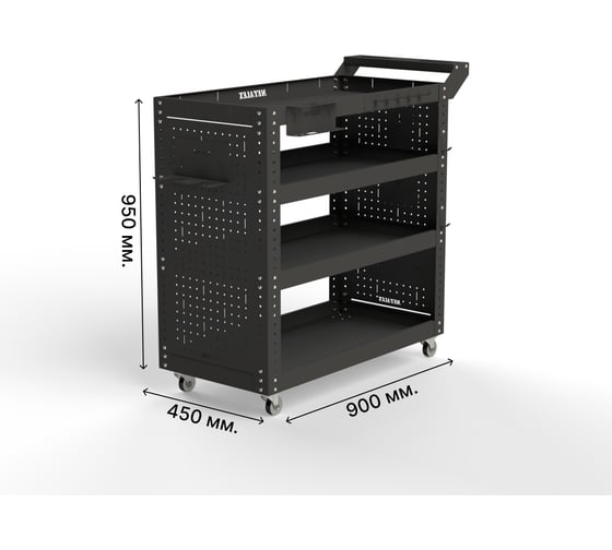 Тележка инструментальная ООО Металекс Тип 2 900x450x950 4 полки, серый 118218