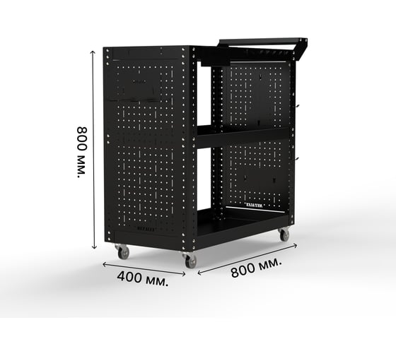 Тележка инструментальная ООО Металекс Тип 2 800x400x800 мм, 3 полки, черный 118190