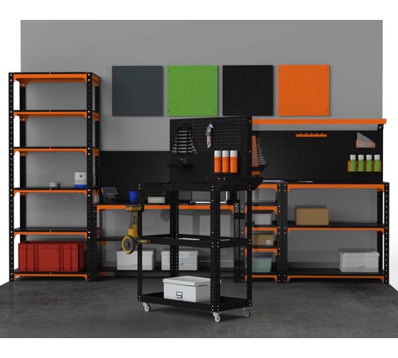 Тележка инструментальная ООО Металекс Metalex Тип 4 700x400x950 мм, 3 полки, черный 118307