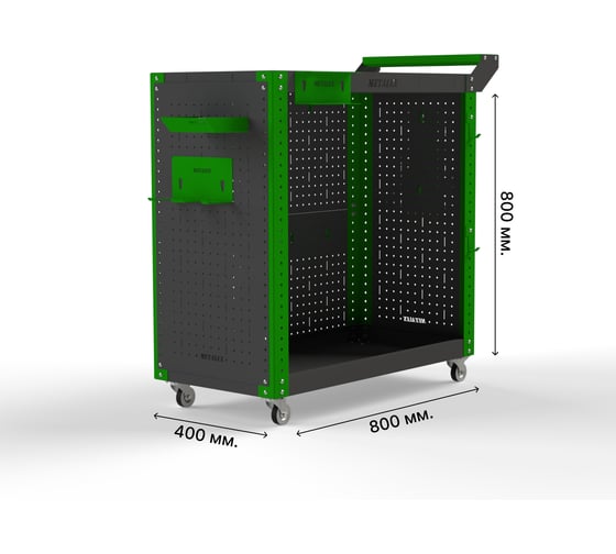 Тележка инструментальная ООО Металекс Metalex Тип 3 800x400x800 мм, 2-е полки, серо-зеленый 118340