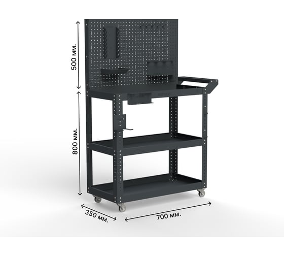 Тележка инструментальная ООО Металекс Metalex Тип 4 700x350x800 мм, 3 полки, серый 118285
