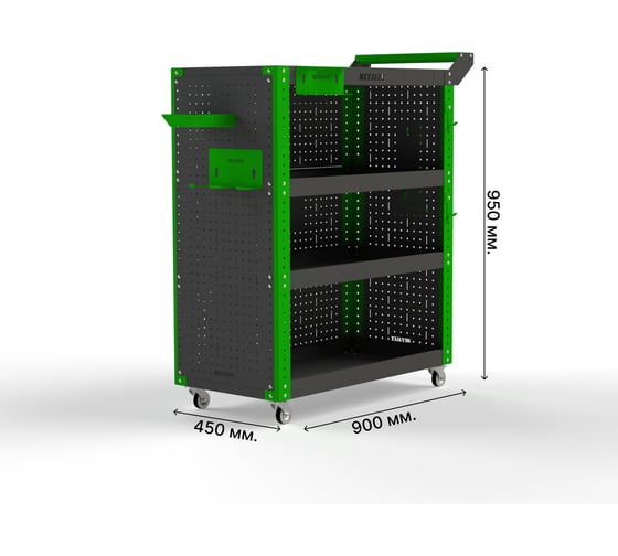 Тележка инструментальная ООО Металекс Тип 3 900x450x950 мм, 4 полки, серо-зеленый 118430