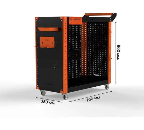 Тележка инструментальная ООО Металекс Тип 3 700x350x800 мм, 2-е полки, оранжево-черный 118345
